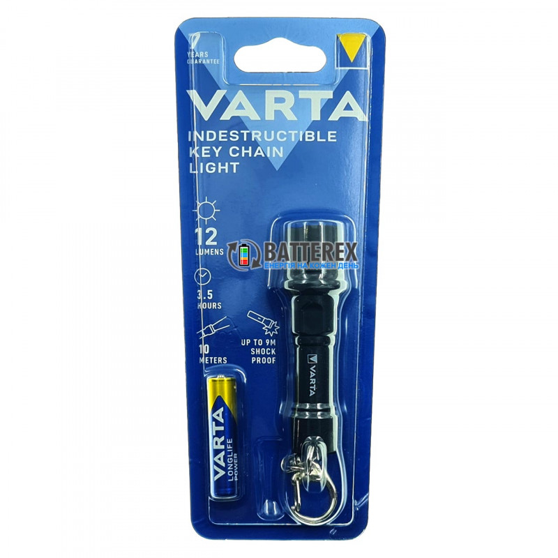 Ліхтар-брелок Varta Indestructible LED Key Chain Light 16701 + батарейка AAA Varta в комплекті