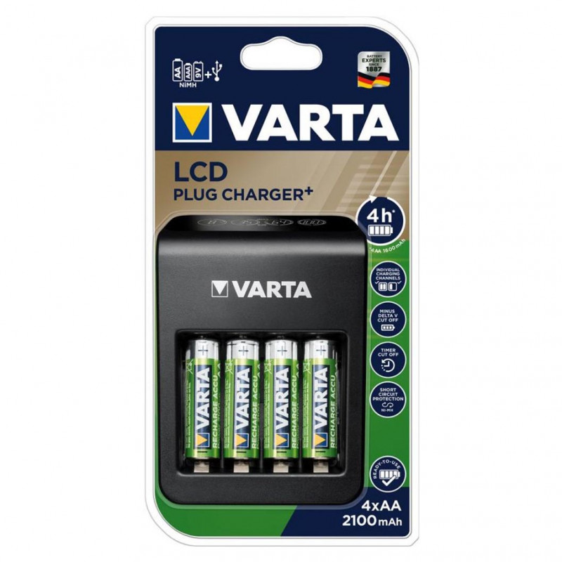 Зарядний пристрій Varta LCD Plug Charger Plus 57687 комплект АА акумулятори Varta 2100mah