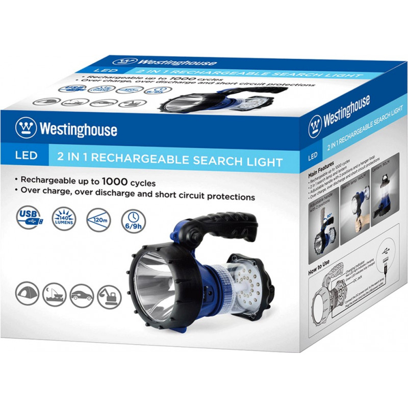 Фонарь 2-в-1 Westinghouse WF1504 Search Light (фонарь + светильник, 140 люмен, встроенная батарея, зарядка от USB)