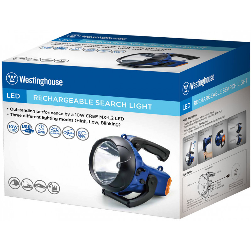 Фонарь Westinghouse WF1506 10W CREE XM-L2 850 люмен (3 режима, встроенная батарея 4400mah, зарядка от USB)