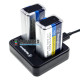 4 аккумулятора Крона Li-ion Westinghouse 9V 600 mah и зарядное устройство Westinghouse WBC-012-DB - комплект со скидкой