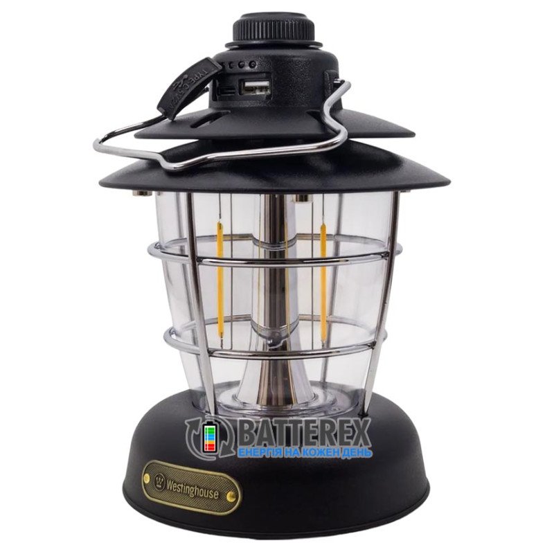 Кемпінговий ліхтар Westinghouse WF241 Black RETRO 400Lm 6W LED Filament Powerbank Type-C, колір чорний
