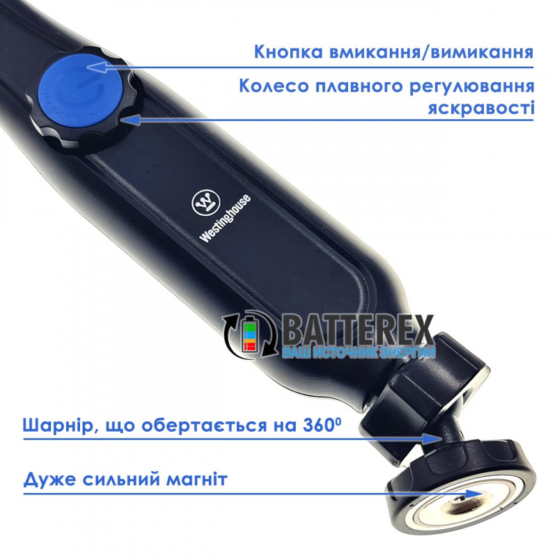 Ліхтар Westinghouse WF60 5W із вбудованим акумулятором, регулюванням яскравості та магнітним кріпленням з шарніром