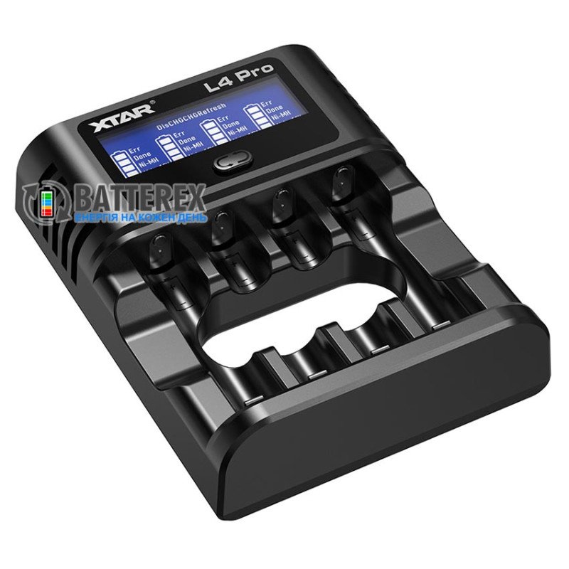 Зарядний пристрій XTAR L4 Pro для акумуляторів Li-ion 1.5V та NiMH 1.2V розмірів АА та AAA із розрядом та тренуванням