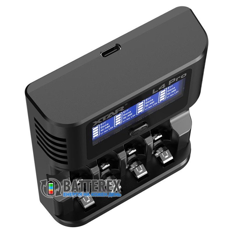 Зарядний пристрій XTAR L4 Pro для акумуляторів Li-ion 1.5V та NiMH 1.2V розмірів АА та AAA із розрядом та тренуванням