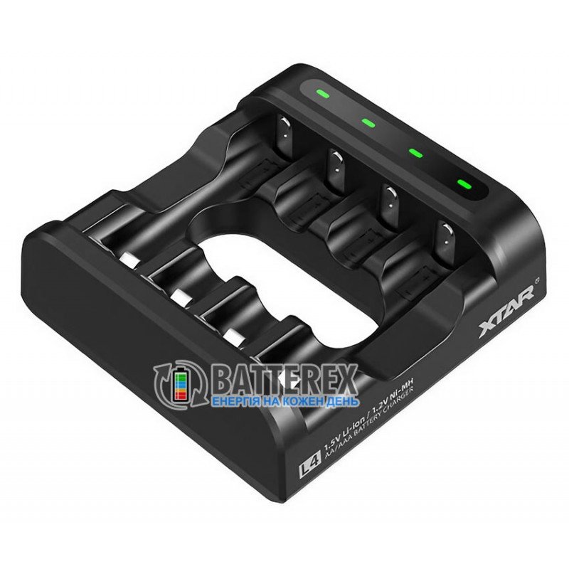 Зарядний пристрій XTAR L4 для акумуляторів Li-ion 1.5V та NiMH 1.2V розмірів АА та AAA