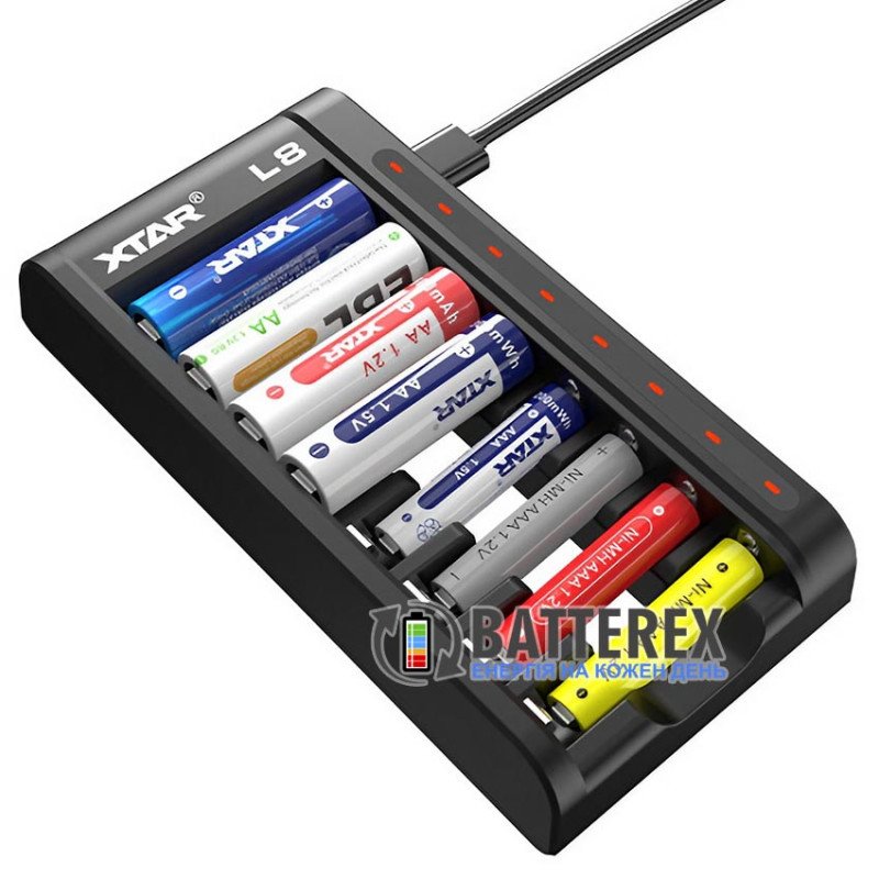 Зарядний пристрій XTAR L8 на 8 акумуляторів Li-ion 1.5V та NiMH 1.2V розмірів АА та AAA