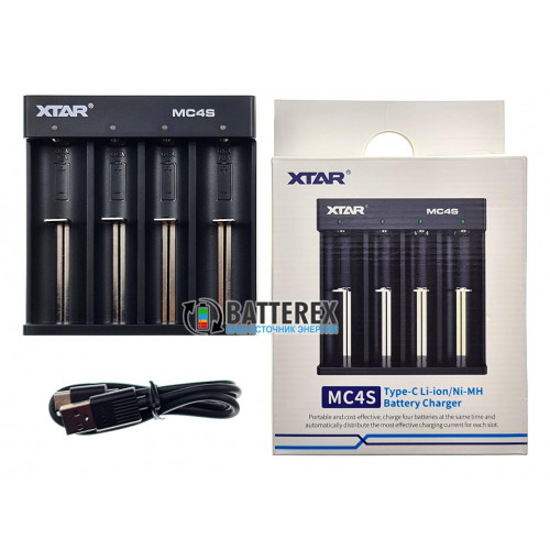 XTAR MC4S - универсальное зарядное устройство на 4 аккумулятора NiMH и Li-Ion с подключением через USB Type-C