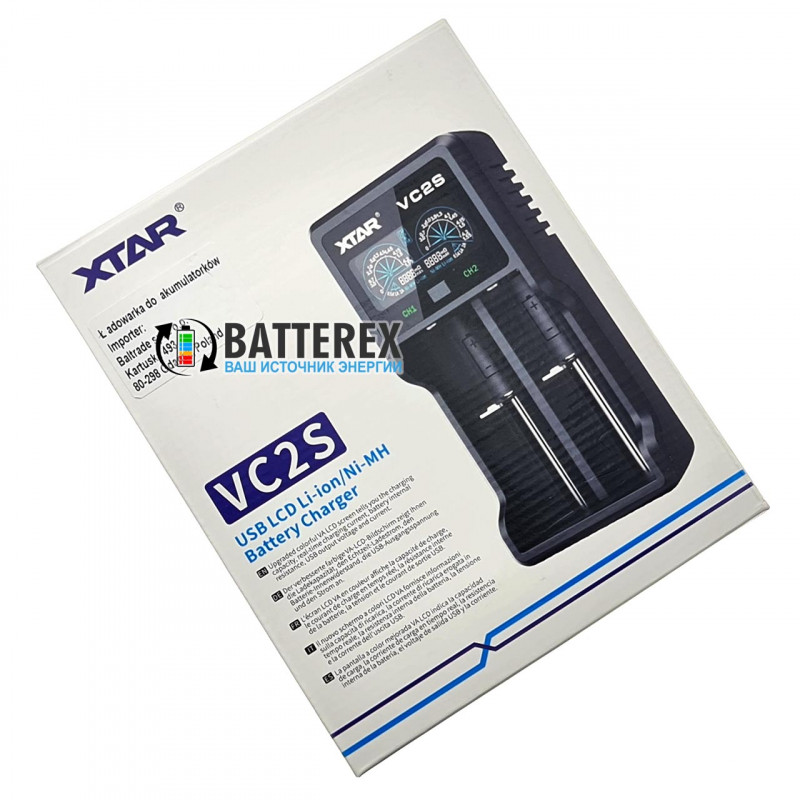 XTAR VC2S - интеллектуальная 2х-канальная зарядка для аккумуляторов Li-Ion и NiMH