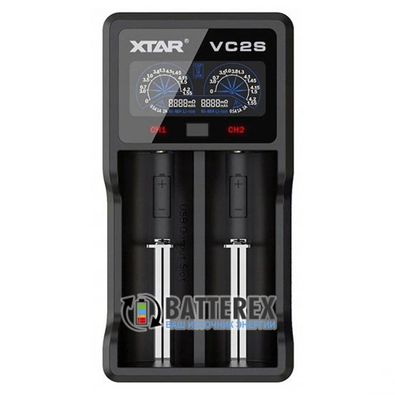 XTAR VC2S - интеллектуальная 2х-канальная зарядка для аккумуляторов Li-Ion и NiMH