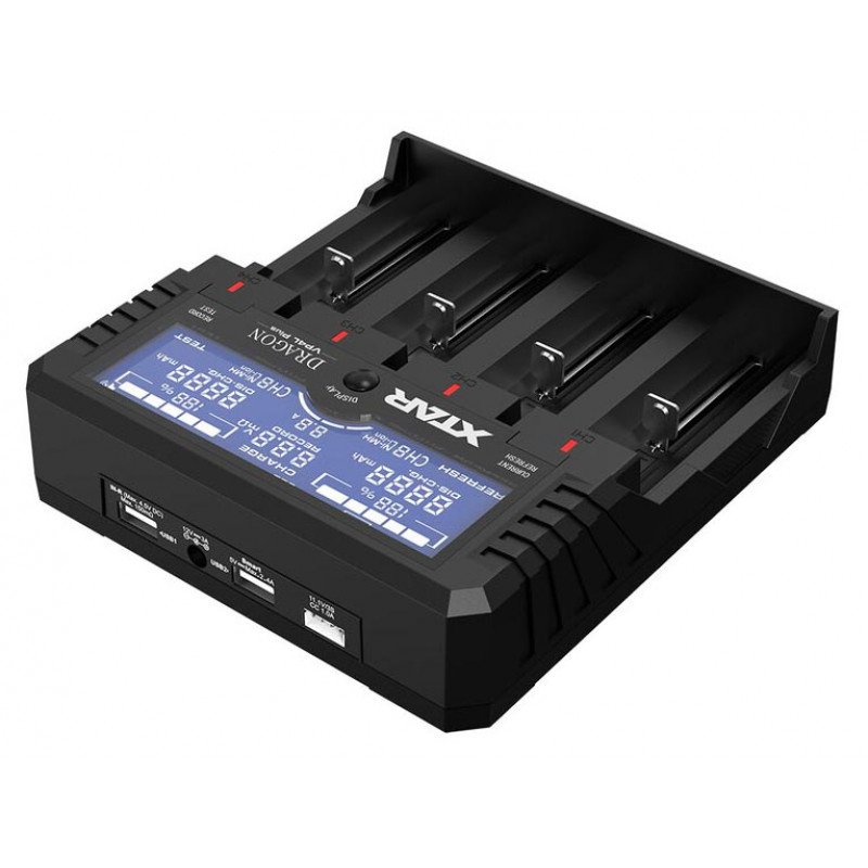 XTAR VP4L Plus Dragon - професійний зарядний пристрій Li-Ion/Ni-MH/Ni-Cd акумуляторів з тестером внутрішнього опору