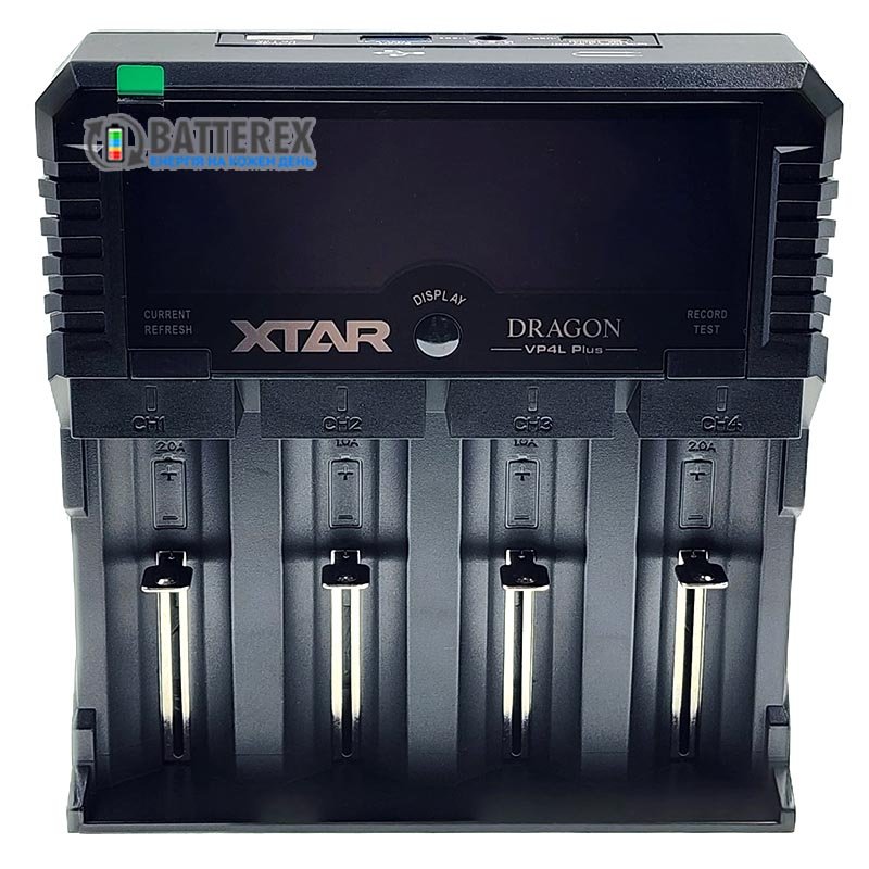 XTAR VP4L Plus Dragon - професійний зарядний пристрій Li-Ion/Ni-MH/Ni-Cd акумуляторів з тестером внутрішнього опору