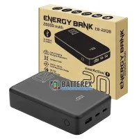 Повербанк EverActive Energy Bank EB-20QB 20000 mAh 20W, швидкий заряд QC/PD, наскрізний заряд Pass-through, USB-A + 2xUSB-C, дисплей