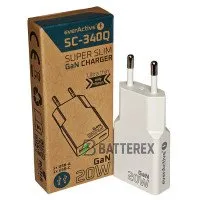 Everactive SC-340Q Super Slim GaN Charger C+U PD 20W - мережевий адаптер на 2 порти USB+Type-C із швидкою зарядкою QC3.0 та PD
