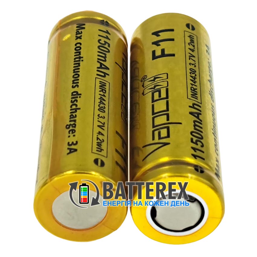 Акумулятор Li-ion 14430 Vapcell INR F11 1150mah 3.7V 3A