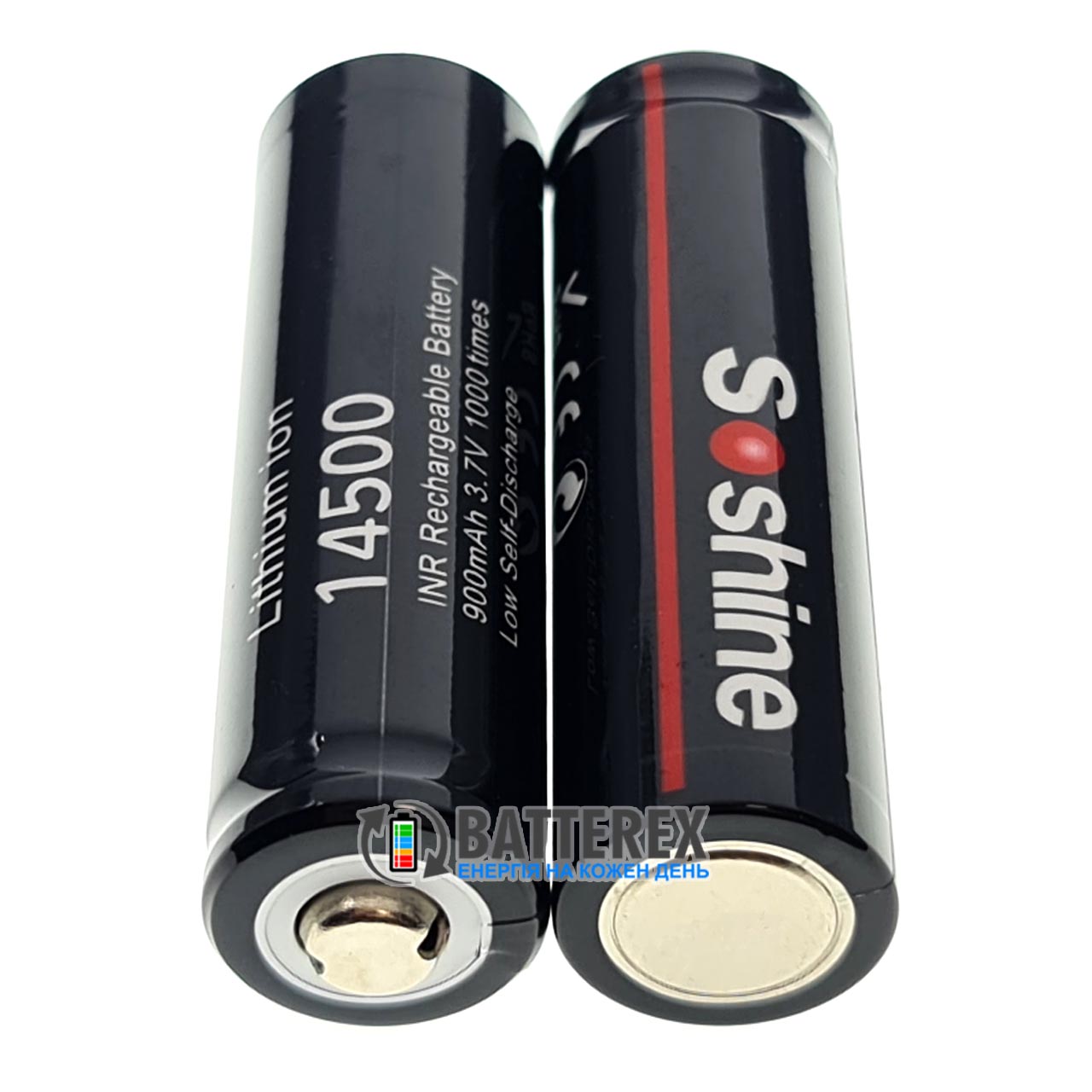 Аккумулятор 14500 Soshine 900mah 3.7V 2.7A Button Top без защиты