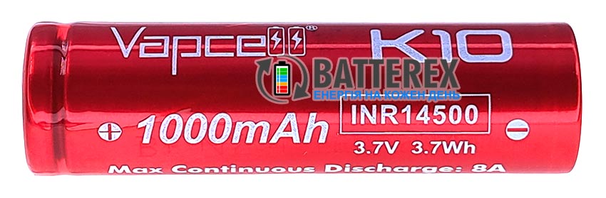 14500 Vapcell INR14500 K10 1000mah 3.7V 8A 14500 Vapcell INR14500 K10 1000mah 3.7V 8A
