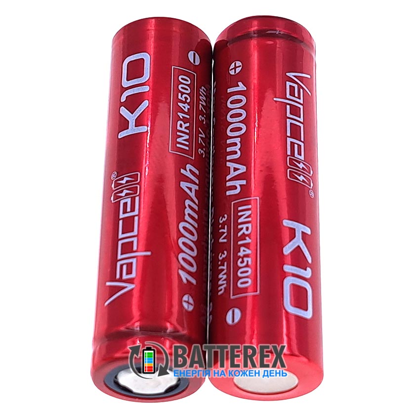 Акумулятор 14500 Vapcell INR14500 K10 1000mah 3.7V 8A Акумулятор 14500 Vapcell INR14500 K10 1000mah 3.7V 8A