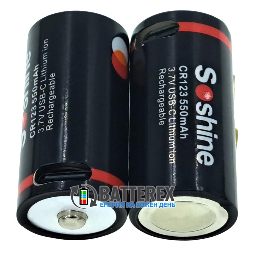 16340 CR123A Soshine 550mah 3.7V Protected USB Type-C