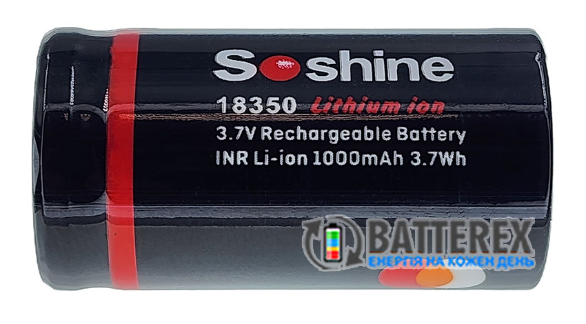 18350 Soshine 1000mah 3.7V 8А