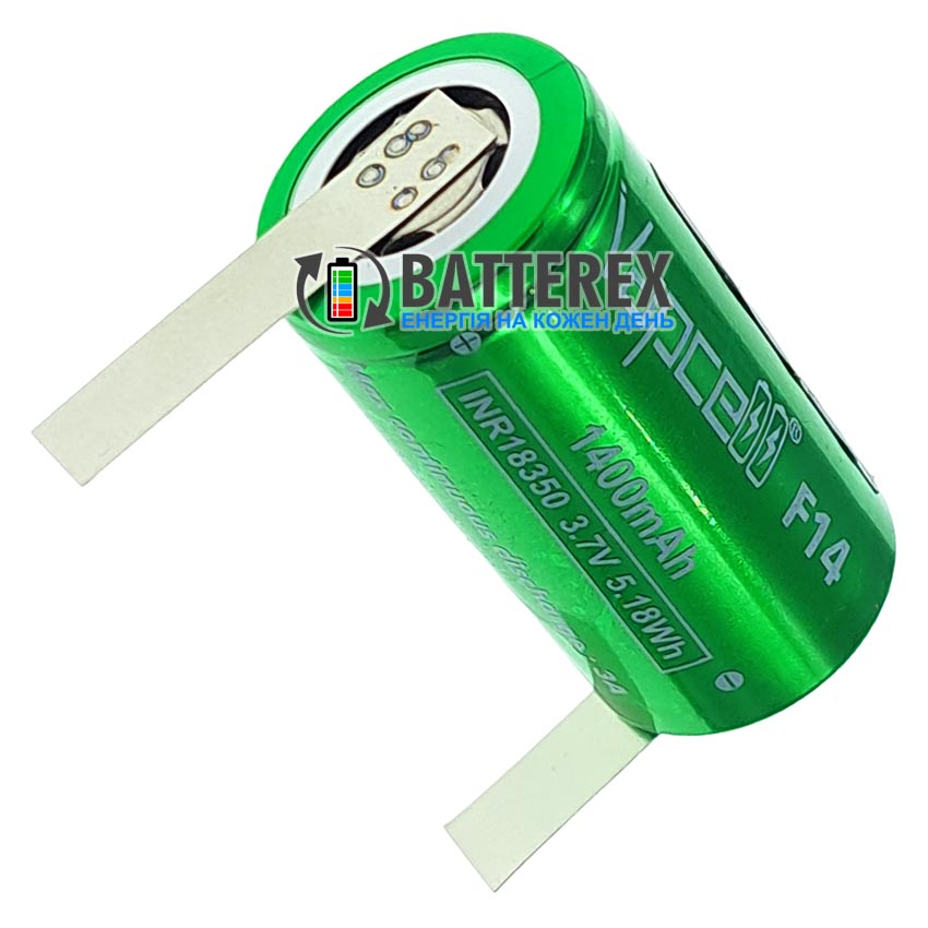  18350 Vapcell F14 INR 1400mah 3.6V 3А із виводами під пайку