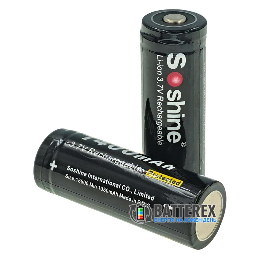 18500 Soshine 1400mah 3.7V Protected із захистом