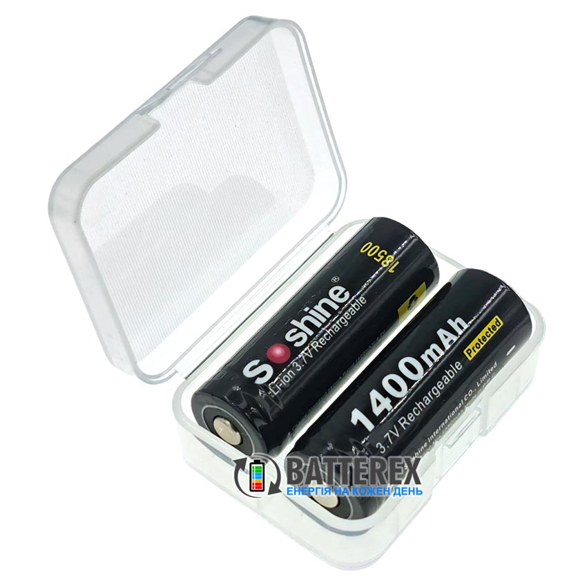 Акумулятор Li-ion 18500 Soshine 1400mah 3.7V Protected із захистом