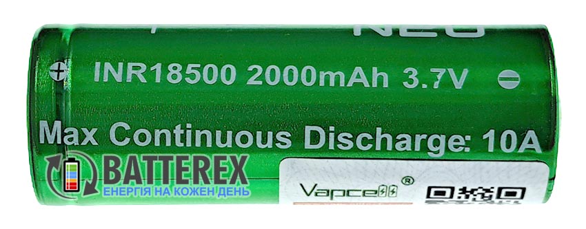 Акумулятор 18500 Li-ion Vapcell INR N20 2000mah 3.7V 10A