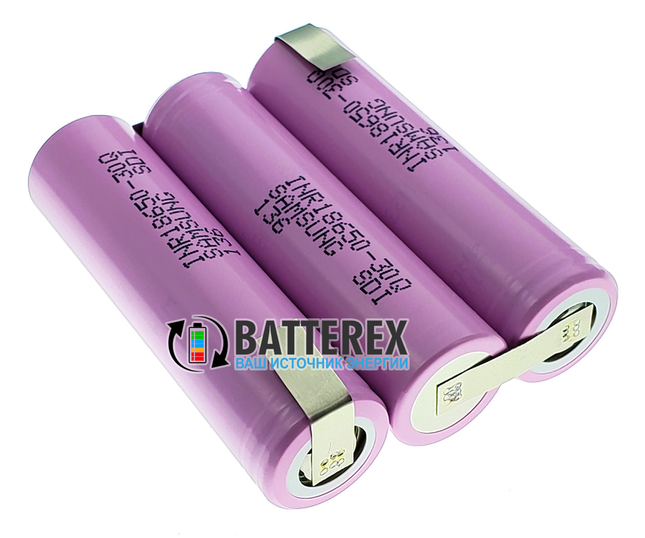 Сборка 3S 11.1-12.6V 15A 3000mah из 3х аккумуляторов 18650 Samsung 30Q для шуруповёрта (плоская)