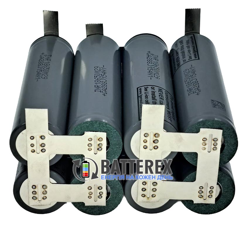 Батарея 12В - акумуляторна збірка 4S2P 14.8-16.8V 12A 5700mah із 8 акумуляторів 18650