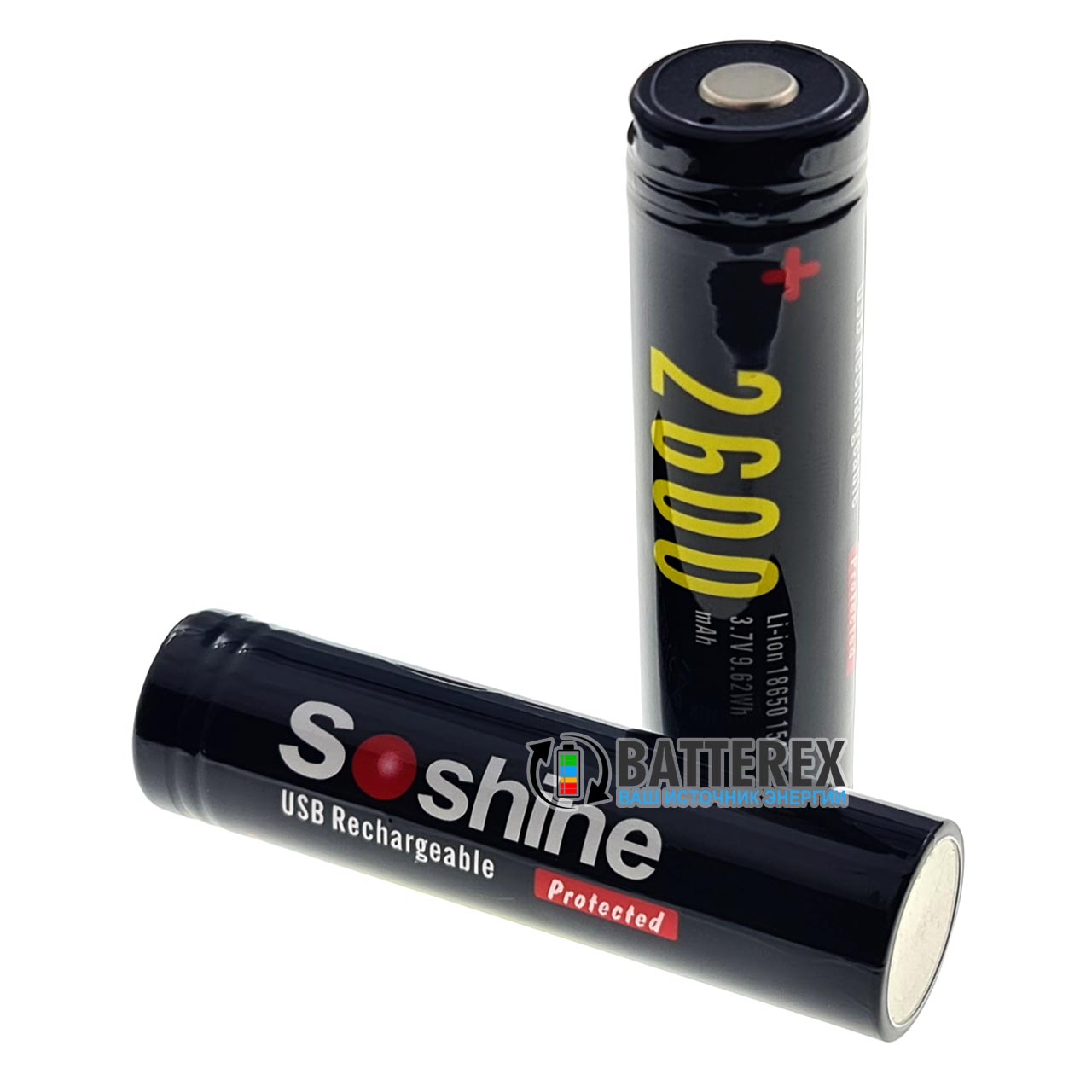 18650 Soshine 2600mah 3,7V Protected с защитой с зарядкой от micro-USB