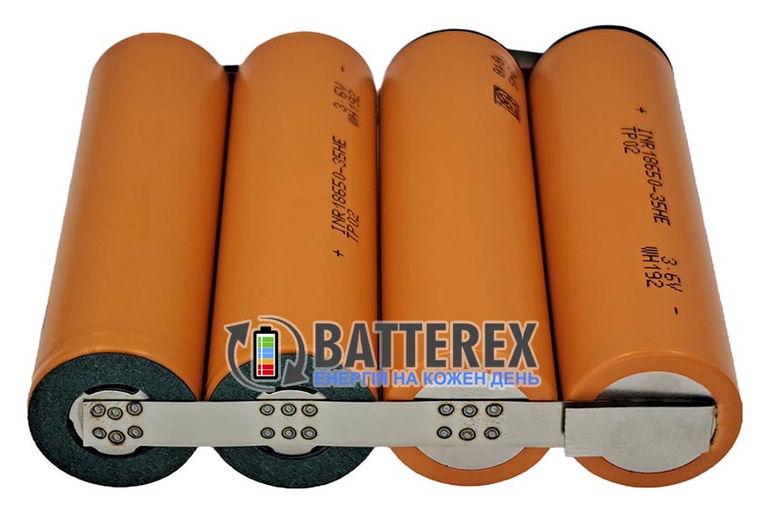 Аккумуляторная сборка 2S2P плоской формы из 4х аккумуляторов 18650 Tenpower INR 35HE 3500mah