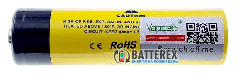 Аккумулятор 18650 Vapcell INR B34 3400mah 3.6V 10A Button Top