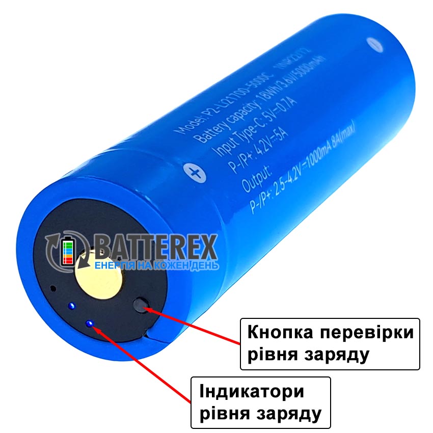 Акумулятори 21700 Beston 5000mah Protected USB-C с проверкой заряда