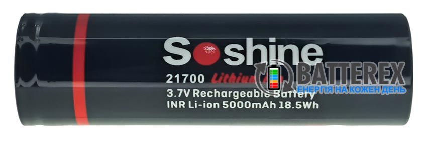 21700 Soshine 5000mah 3.7V 18.5W 15A