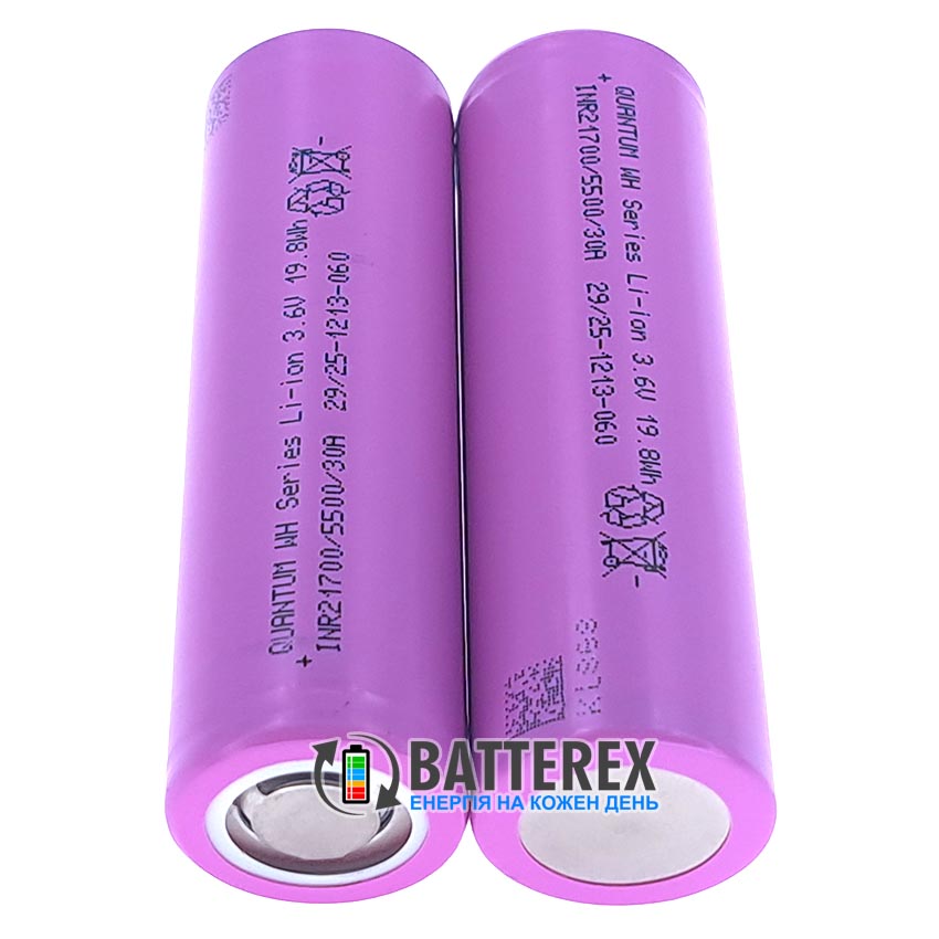 Акумулятор високотоковий 21700 Quantum INR21700 WH Series 5500mah 3.6V 30A