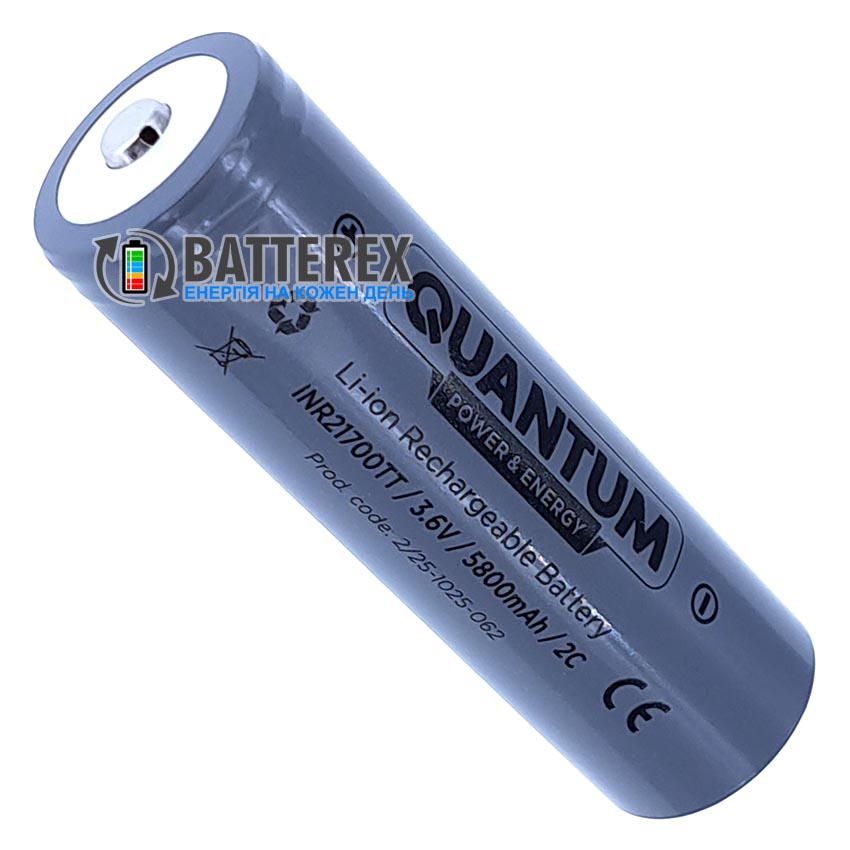 Акумулятор Li-ion 21700 Quantum INR21700TT 5800mah 3.6V 12A Button Top
