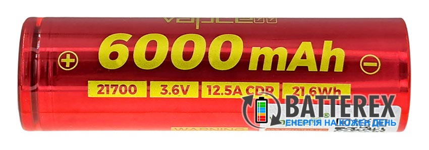 21700 Vapcell INR21700 F60 6000mAh 3.6V 12.5A