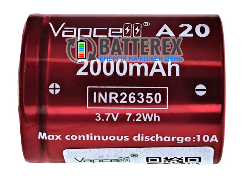 26350 Vapcell INR A10 2000mah 3.6V 10А