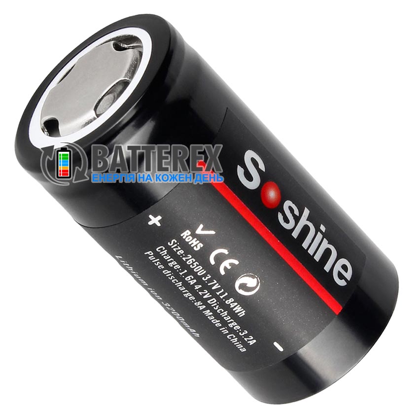  Аккумулятор 26500 Soshine 3200mah 3.7V 6.4A