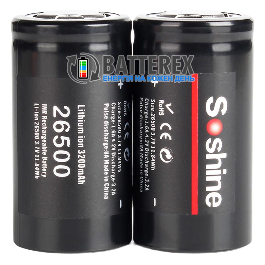 Аккумуляторы 26500 Soshine 3200mah 