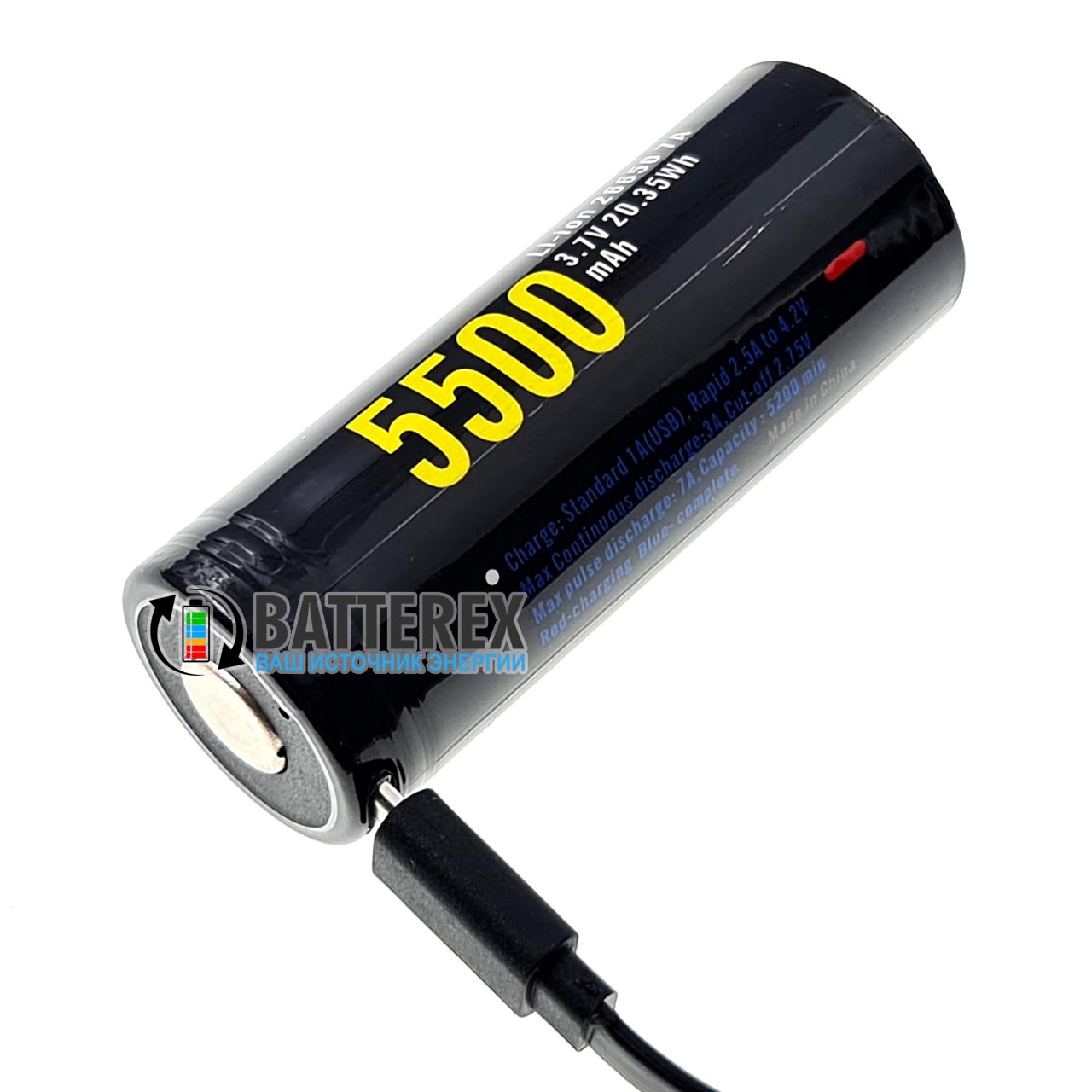 Аккумулятор 26650 Soshine 5500mah 3,7V Protected microUSB с защитой с зарядкой от micro-USB