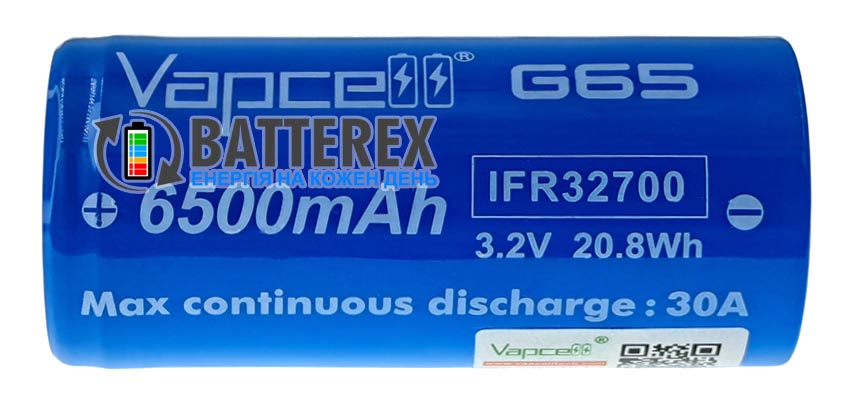 32700 LiFePO4 Vapcell G65 6500mAh 3.2V 30A 32700 LiFePO4 Vapcell G65 6500mAh 3.2V 30A