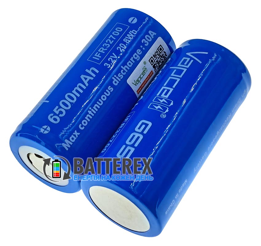 Акумулятор LiFePO4 32700 Vapcell G65 6500mah 3.2V 30A високотоковий Акумулятор LiFePO4 32700 Vapcell G65 6500mah 3.2V 30A високотоковий