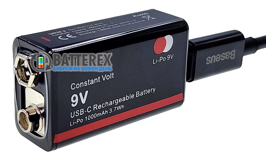 Soshine 9V Constant Volt 1000mAh USB Type-C, акумулятор Крона Li-Po із зарядкою від USB Type-C