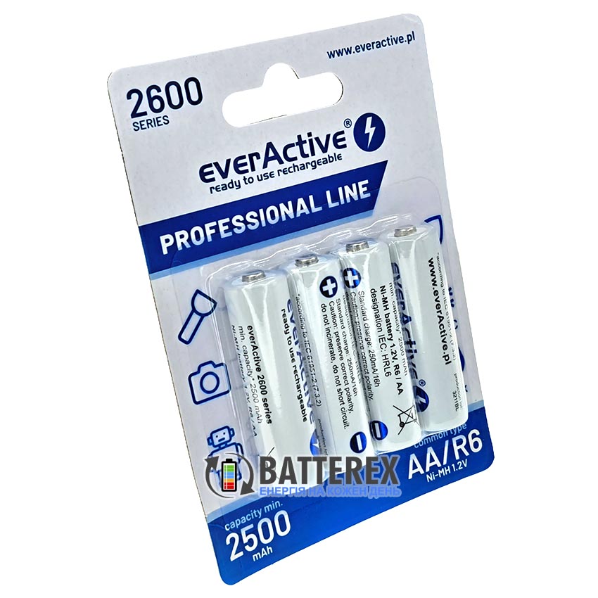 Пальчикові АА акумулятори EverActive 2600 Пальчикові АА акумулятори EverActive 2600