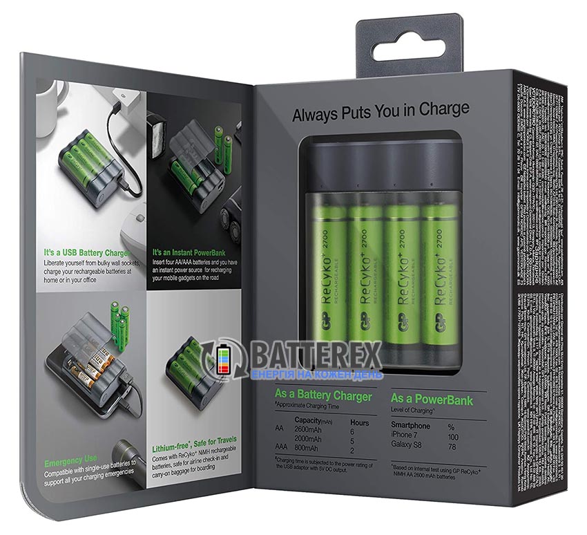 GP X411 Anyway + 4x AA GP Recyko 2700mah
