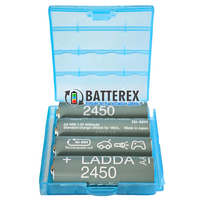 AA аккумуляторы IKEA LADDA 2450mah Made in Japan, упаковка 4 шт. в пластиковом боксе