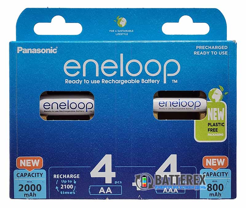 Panasonic Eneloop BK-KJMCDE44E набір акумуляторів AA 2000 mah таи AAA 800 mah в упаковці EcoBox