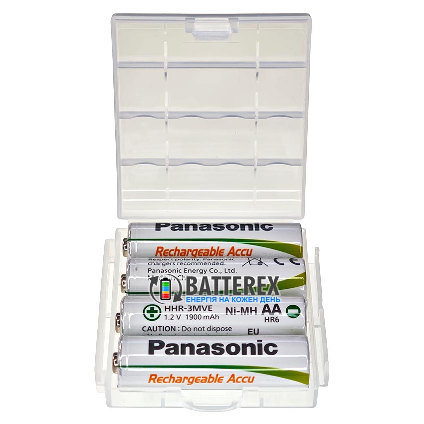Акумулятор AA Panasonic 1900mah 1.2V HHR-3MVE NiMH 4 шт. в пластиковому боксі Акумулятор AA Panasonic 1900mah 1.2V HHR-3MVE NiMH 4 шт. в пластиковому боксі